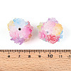 Polymer Clay Rhinestone Beads with Embossed Resin Roses RESI-T059-04L-3