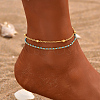 Fashionable Beach Brass & Glass Two Layer Multi-strand Anklets for Women VM1129-1