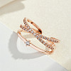 Brass Rhinestone Open Cuff Rings for Women FS-WG095AA-02-3