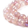 Round Natural Electroplated Strawberry Quartz Beads G-P447-B03-01-3
