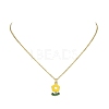 Zinc Alloy Enamel Flower Pendant Necklace with 304 Stainless Steel Cable Chains NJEW-JN04370-5