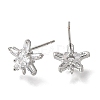 Brass Pave Cubic Zirconia Stud Earring Findings CU-CBAE189-04P-2