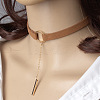Black Velvet Choker Brass & Iron Rectangle Pendant Necklaces for Women FS-WGDB652-02-2