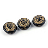 Flat Round with Flower Plating Acrylic Beads PACR-Q102-05B-1