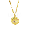 Stainless Steel Rhinestone Flat Round with Eye Pendant Necklaces LS9934-1-1