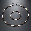 Bohemian Style Coconut Shell with Synthetic Turquoise Rondelle Beaded Necklaces & Bracelets Sets FS-WG8D889-01-1