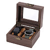 2-Slot Wood Covered with PU Leather Watch Storage Boxes with Glass Visible Window Hinged Lids and Lint Pillows Inside CON-WH0113-10A-1