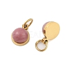 Ion Plating(IP) Natural Rhodonite Half Round Charms with Jump Ring STAS-A097-05G-03-2