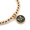 Alphabet Style Brass Stretch Charm Bracelet Sets BJEW-JB05373-3