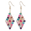 Natural Mixed Gemstone Beaded Rhombus Dangle Earrings EJEW-JE05264-3