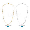 2Pcs 2 Colors Brass Round Oval Paperclip Chain Necklaces MAK-TA0001-33-4