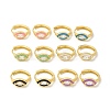 Enamel Horse Eye Hoop Earrings with Clear Cubic Zirconia EJEW-E270-05G-1