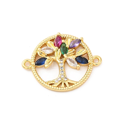 Brass Micro Pave Cubic Zirconia Connector Charms KK-S510-20G-1