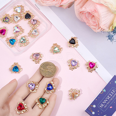 24Pcs 12 Colors Alloy Glass Cabochons FIND-SC0021-57-1