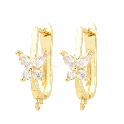 Brass Micro Pave Cubic Zirconia Hoop Earring Findings CU-CBAB5B4-05G-1