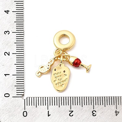 Brass Micro Pave Clear Cubic Zirconia European Dangle Charms KK-F904-15G-1