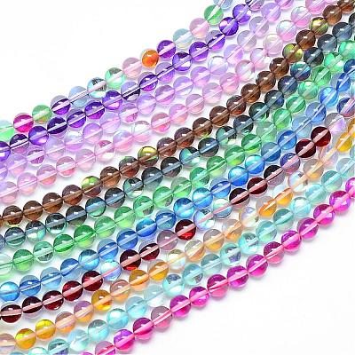 Synthetic Moonstone Beads Strands G-R375-10mm-B-1