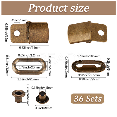 36Sets Iron Baseball Hat Cap Buckle Strap Clasp Clip Kit IFIN-CY0001-02-1