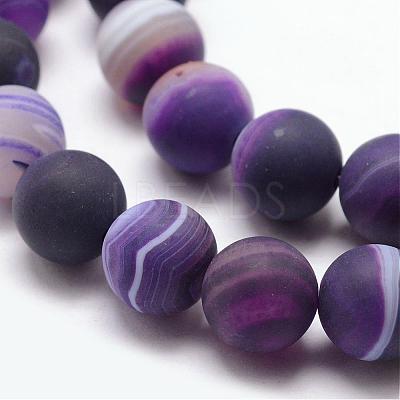 Natural Striped Agate/Banded Agate Bead Strands G-K166-12-6mm-02-1