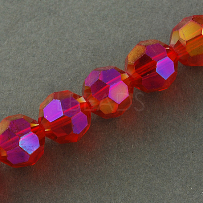 Electroplate Glass Beads Strands EGLA-R016-6mm-10-1
