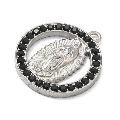 304 Stainless Steel & Rhinestone Pendants STAS-G371-09I-02P-1