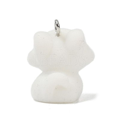 Animal Theme Flocky Opaque Resin Pendants RESI-H042-01P-06-1