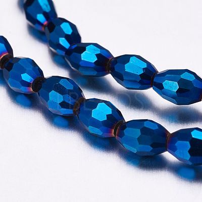 Full Plated Glass Faceted Rice Beads Strands GLAA-A030A-FP04-1