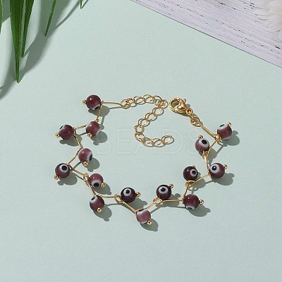 Handmade Evil Eye Lampwork Beaded Bracelets BJEW-JB05855-02-1