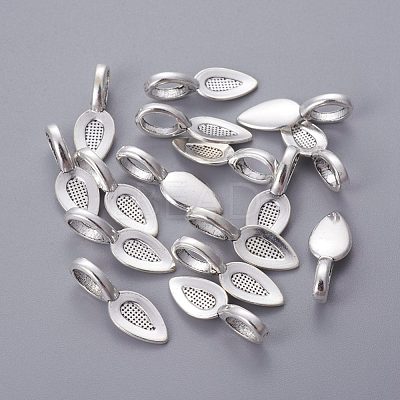 Tibetan Style Alloy Glun-on Flat Pad Bails for Pendants Making TIBEP-3348-AS-NR-1