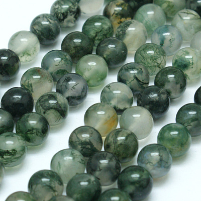 Natural Moss Agate Beads Strands X-G-I199-06-6mm-1