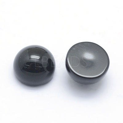 Natural Dyed & Heated Black Agate Cabochons X-G-P393-R02-6mm-1