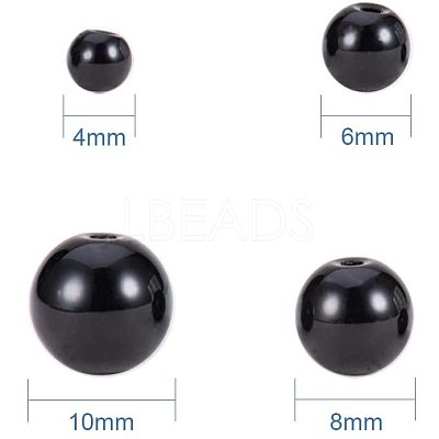 316 Pcs Synthetic Black Stone Round Beads Sets G-PH0019-03-1