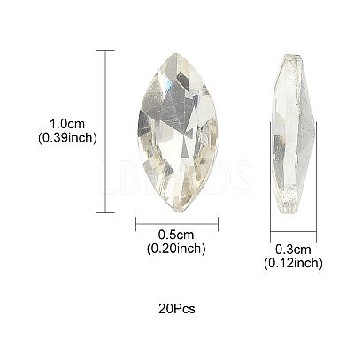 20Pcs Pointed Back Glass Rhinestone Cabochons RGLA-YW0002-01-1
