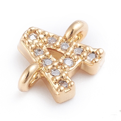 Brass Micro Pave Cubic Zirconia Letter Links ZIRC-I042-16G-A-1