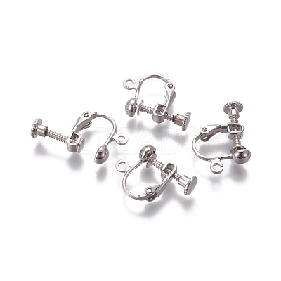 Rack Plated Brass Screw Clip-on Earring Findings KK-P169-04P-1