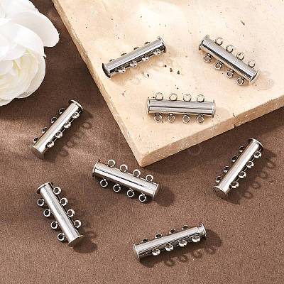 Non-Tarnish 4-Strands 304 Stainless Steel Slide Lock Clasps STAS-H402-35P-01-1