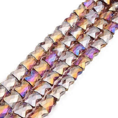 AB Color Plated Transparent Glass Beads Strands EGLA-P051-06A-A14-1