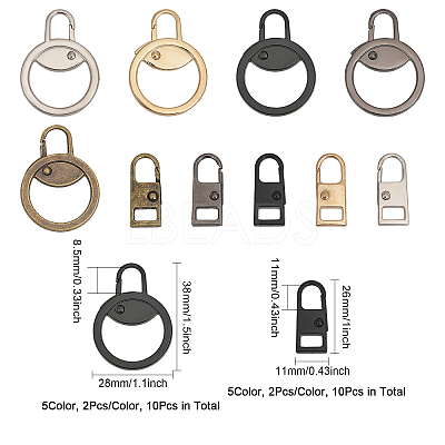 20Pcs 10 Style Zinc Alloy Zipper Puller FIND-CA0007-89-1