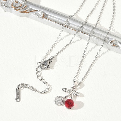 Brass & Cubic Zirconia Pendant Necklaces SA-CBA7E55-03P-01-1
