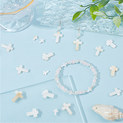 60Pcs 3 Styles Cross Natural Shell Beads BSHE-SC0001-18-1