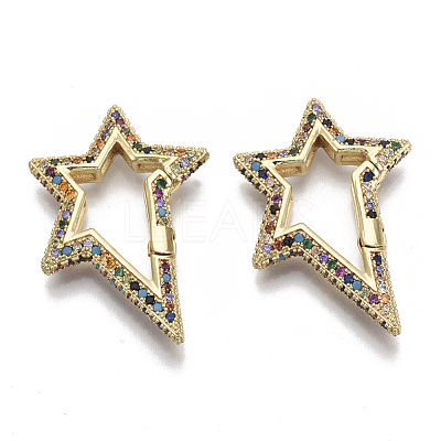 Brass Micro Pave Cubic Zirconia Spring Gate Rings ZIRC-S066-034A-NF-1