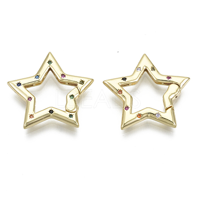 Brass Micro Pave Cubic Zirconia Spring Gate Rings ZIRC-N039-025-NF-1