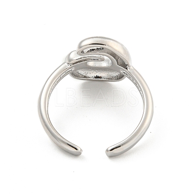Brass Letter Open Cuff Rings for Women RJEW-G313-01G-P-1