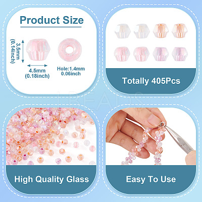 405Pcs Eletroplated Transparent Glass Beads GLAA-TA0003-66D-1