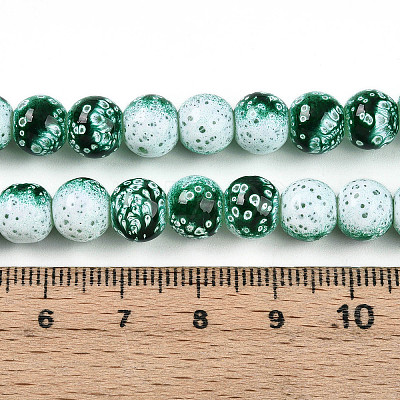 Transparent Baking Paint Glass Beads Strands DGLA-N009-8mm-06-1