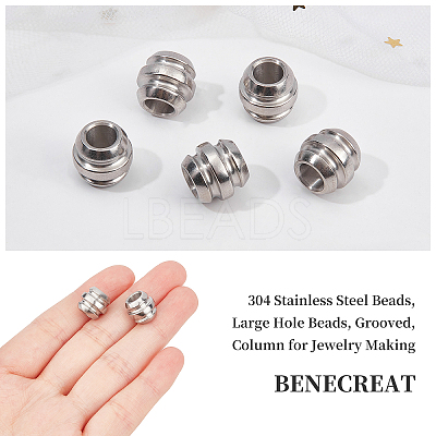 6Pcs 304 Stainless Steel Beads STAS-BC0003-34-1