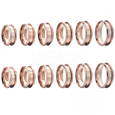 12Pcs 6 Size 304 Stainless Steel Grooved Finger Ring Settings RJEW-SC0001-04-1