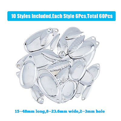 60Pcs 10 Style Teardrop & Horse Eye & Oval Iron Fishing Lures DIY-FH0005-25-1