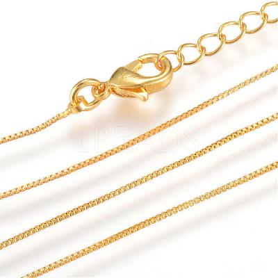 Real 18K Gold Plated Brass Box Chains Necklaces MAK-R014-G-1