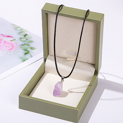 Natural Amethyst Raw Rough Nuggets Pendant Necklaces FS-WGF5E50-01-1